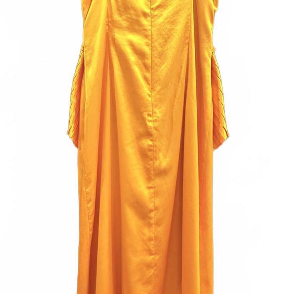 AMUR Leena Cami Satin Slip Pleated Ruffle Midi Dress NWT - Picture 9 of 12